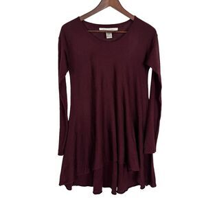Max Studio Red Burgundy Wool Blend Hi Low Tunic Women's Small